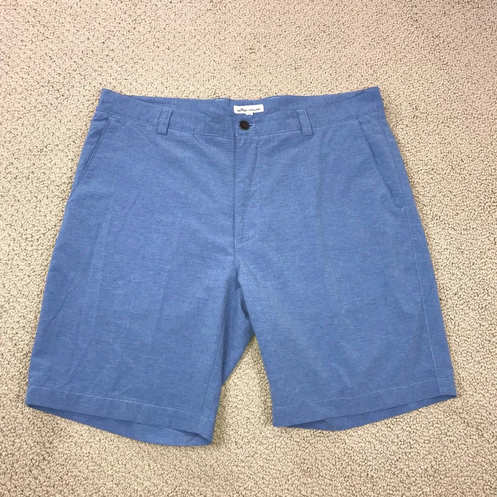Peter Millar Crown Sport Mens Blue Performance Golf Shorts Size 36 Heathered